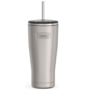 ICON SERIES BY THERMOS Stainless Steel Cold Tumbler with Straw, 24 Ounce, Matte Stainless Steel