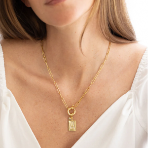 37% Off Pave Initial Pendant Necklace with Paperclip Chain @ Mint & Lily