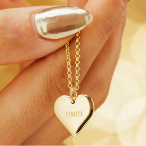 Lily Charmed - Engraved Gold Plated Heart Necklace For $101