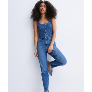 Blue high-rise mom jean