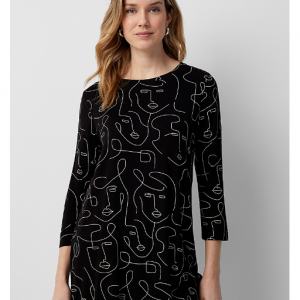 3/4-sleeve print tunic