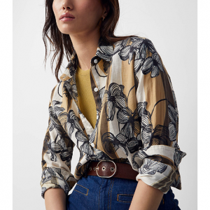 Blossoming organic linen tunic shirt