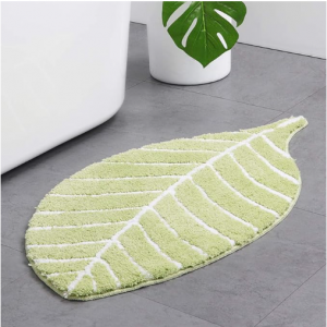 HelloTree Cute Doormat for Kids - Microfiber Absorbent Bathroom Mat, Leaf Shape 19.7" x 37.4" 