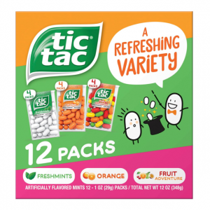 Tic Tac Flavor Variety Pack, Bulk 12 Pack, On-The-Go Refreshment, 1 Oz Each @ Amazon