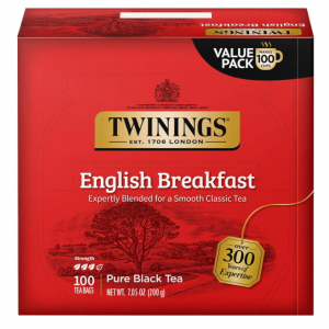 Twinings English Breakfast Black Tea, 100 Individually Wrapped Tea Bags @ Amazon