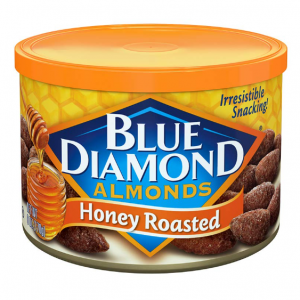 Blue Diamond Almonds Honey Roasted Snack Nuts, 6 Oz Resealable Cans (Pack of 12) @ Amazon