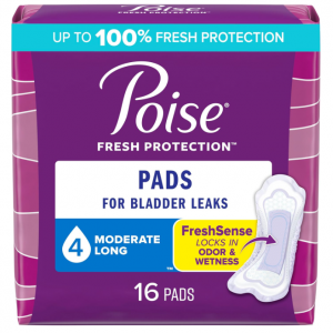 Poise Incontinence Pads & Postpartum Incontinence Pads, 4 Drop Moderate Absorbency, Long Length, 1