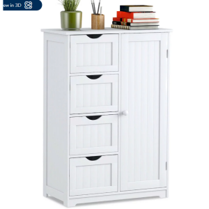 $142 off Costway Bathroom Storage Wooden 4 Drawer Cabinet Cupboard 2 Shelves @Walmart