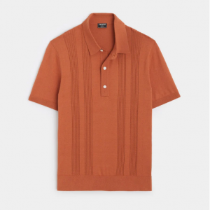 Todd Snyder Silk Cotton Ribbed Polo in Copper Clay Polo衫