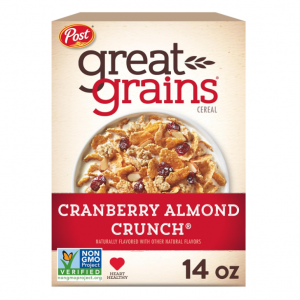 Post Great Grains Cranberry Almond Crunch Cereal, 14 OZ Box @ Amazon