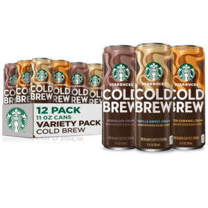 Starbucks Cold Brew Coffee, 3 Flavor Variety Pack, 11 fl oz Cans (12 Pack), Premium Coffee Drink,