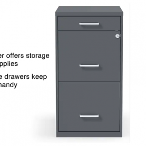Staples 3 抽屜立式文件櫃,帶鎖,信件,木炭色,18 英寸深 (18606)