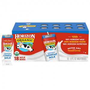 Horizon Organic Shelf-Stable 1% Low Fat milk Boxes, 8 Fl Oz (Pack of 18) @ Amazon