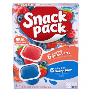 Snack Pack Strawberry & Berry Blue Flavored Juicy Gels, 12 Count Snack Cups @ Amazon