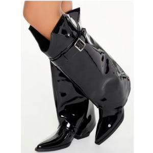 45% Off Buckled Faux Patent Leather Boots @ Forever 21