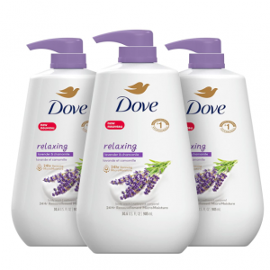 Amazon Prime会员日Dove多芬薰衣草洋甘菊放松保湿沐浴露30.6 oz3瓶装好价！