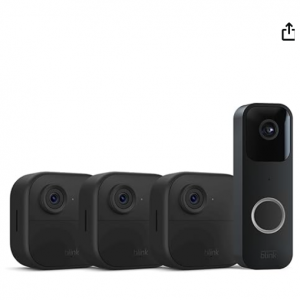 63% off Blink Video Doorbell + 3 Outdoor 4 smart security cameras (4th Gen) with Sync Module 2 