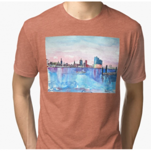 Hamburg Harbour 天际线印花短袖T恤