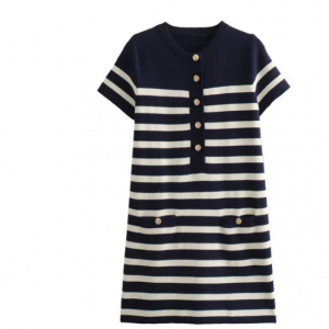 Goodnight Macaroon - ‘Kinsley’ Stripe Knit Mini Dress for $75