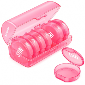 AUVON Pink Weekly Pill Organizer for Big Pills, Large Pill Box 7 Day @ Amazon