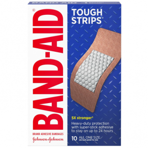 Band-Aid Brand Tough Strips Adhesive Bandages for Wound Care, Extra Large Size, 10 ct @ Amazon