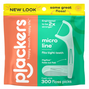 Plackers Micro mint dental floss picks, 300 count @ Amazon