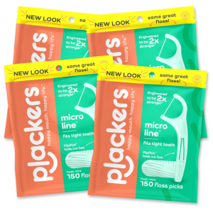 Plackers Micro Mint Dental Flossers, Fresh Mint Flavor, 150 Count (Pack of 4) @ Amazon