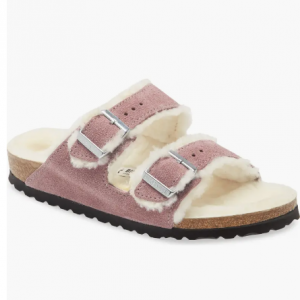 37% Off Birkenstock Arizona Genuine Shearling Slide Sandal (Women) @ Nordstrom Rack	