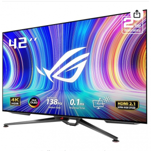 Amazon - ASUS ROG PG42UQ 41.5" 4K HDR 138Hz OLED 顯示器 ，7.1折