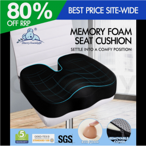 STARRY EUCALYPT Seat Posture Cushion Memory Foam Pillow Pain Relief Plush Black @ eBay AU