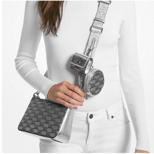 77% Off Jet Set Metallic Logo Jacquard Crossbody Bag with Case @ Michael Kors Canada