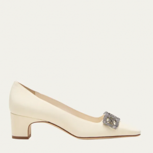 MANOLO BLAHNIK Silieraso Silk Crystal Ornament Pumps