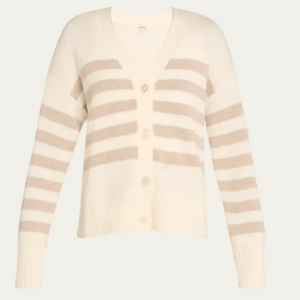 KULE The Raffa Wool Cashmere Striped Cardigan