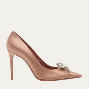 AMINA MUADDI Rosie Silk Crystal Bow Pumps