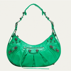 BALENCIAGA Cagole Studded Texture Leather Shoulder Bag