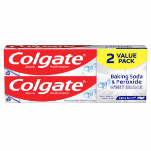 Colgate Baking Soda & Peroxide Toothpaste - Whitens Teeth, Brisk Mint, 6 Oz (Pack of 2) @ Amazon