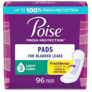 Poise Incontinence Pads & Postpartum Incontinence Pads, 3 Drop Light Absorbency, 96 Count @ Amazon