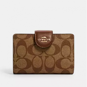 Coach Medium Corner Zip Wallet In Signature Canvas