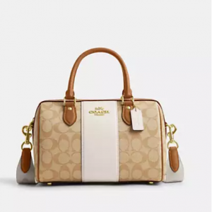 Coach Rowan Satchel Bag In Signature Canvas With Stripe