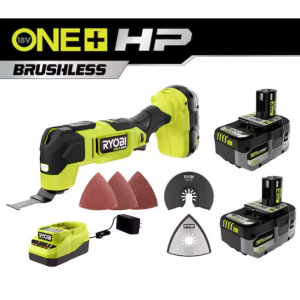 RYOBI ONE+ HP 18V Brushless Cordless Multi-Tool Kit, 2x4.0 Ah Batteries, 2.0 Ah Battery