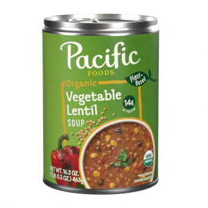 Pacific Foods Organic Vegetable Lentil Soup, Plant Based, 16.3 oz Can @ Amazon