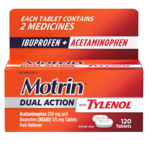 Motrin Dual Action with Tylenol, (NSAID) 125 mg Acetaminophen 250 mg, 120 ct @ Amazon