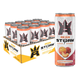 REIGN Storm, Peach Nectarine, Fitness & Wellness Energy Drink, 12 Fl Oz (Pack of 12) @ Amazon