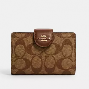 Coach Medium Corner Zip Wallet In Signature Canvas