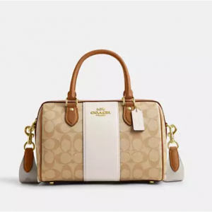 Coach Rowan Satchel Bag In Signature Canvas With Stripe