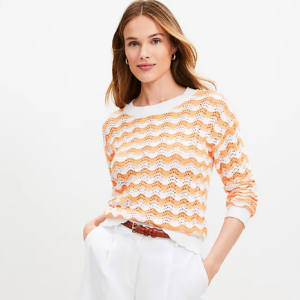 60% Off Striped Pointelle Sweater @ LOFT Outlet