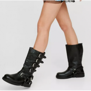 64% Off Nastygal Real Leather Multi Buckle Biker Boots @ Nasty Gal UK