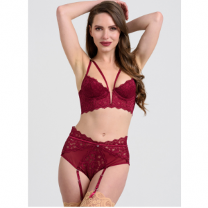 40% Off Lovehoney Parisienne Wine Plunge Longline Bra and Crotchless Thong Set @ Lovehoney NZ