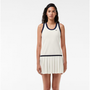 50% Off Women's Contrast Trim Pleated Skirt Terry Dress @ Lacoste Canada 