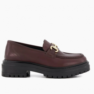 Extra 50% Off Gallagher - Burgundy Cleated-sole Leather Snaffle-trim Loafers @ Dune London AU